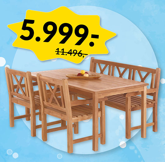 BLOKHUS TEAK HAVEMØBELSÆT - JANUARUDSALG